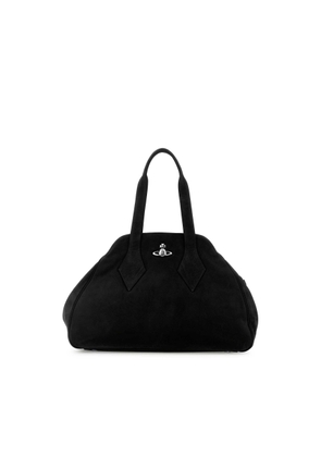 Vivienne Westwood Black Suede Large Yasmine Shoulder Bag