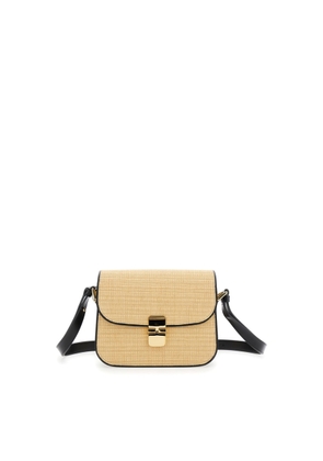 A.P.C. grace Small Beige Shoulder Bag With Clasp Closure And Adjustable Leather Strap In Leather
