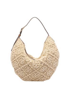 Tory Burch Raffia T Monogram Balloon Bag