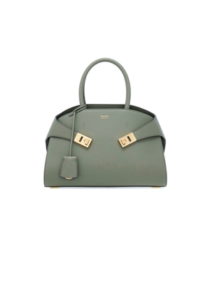 Ferragamo Ash Grey Small Hug Leather Tote Bag