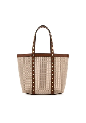 Valentino Garavani Two-tone Canvas Medium Rockstud Handbag