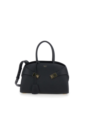 Ferragamo hug S Black Handbag With Logo And Gancini Buckle In Leather