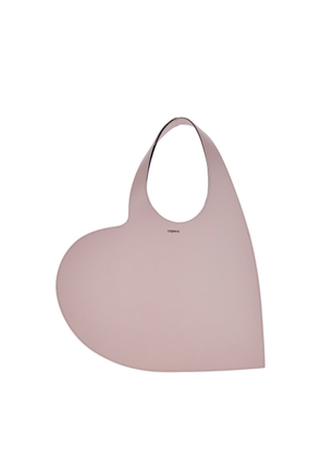 Coperni Heart Pink Shoulder Bag With Logo Print In Leather