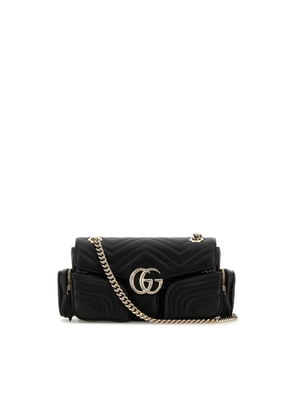Gucci Black Leather Small Gg Marmont Shoulder Bag