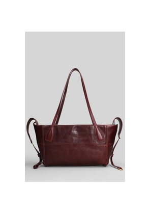 Balmain Track Zip Small Tote In Bordeaux Leather