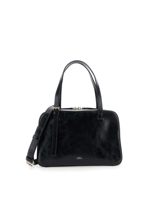A.P.C. Virginie Black Shoulder Bag With Removable Shoulder Strap And Front Logo In Leather