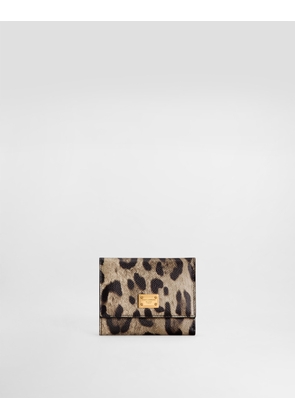 Dolce & Gabbana Leopard-print Wallet In Dauphine Calfskin - Woman Wallets And Small Leather Goods Animal Print Onesize