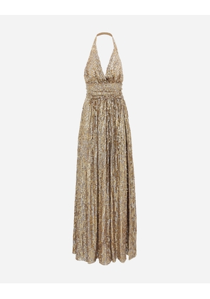 Dolce & Gabbana Long Sequined Dress With Slit - Woman Dresses Gold 48