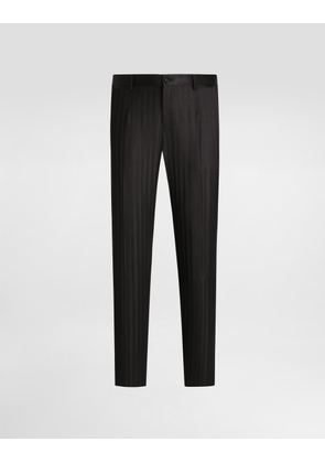 Dolce & Gabbana Wool Pekin Jacquard Trousers - Man Pants And Shorts Black 48