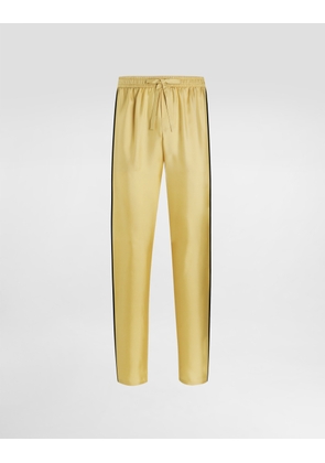 Dolce & Gabbana Silk Twill Trousers - Man Pants And Shorts Yellow 48