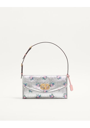 Valentino Garavani Valentino Garavani DeVain Small Shoulder Bag In Floral Jacquard Lurex Fabric Woman SILVER UNI