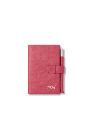Smythson 2026 Wafer Weekly Diary With Pencil In Panama In Raspberry