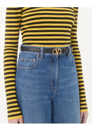 Valentino Garavani VLogo Signature Reversible Shiny Calfskin Belt - 20mm / 1.2 In. Woman BLACK/PURE RED 065