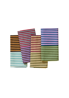 Dusen Dusen Set Of 4 Dual Stripe Napkins in Multi.