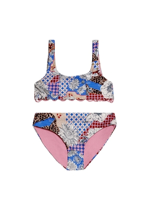 Agua Bendita Dolce Quilt Bikini Set in Blue,Burgundy. Size 2. Also in 4, 6.