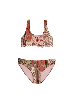 Agua Bendita Dolce Aura Bikini Set in Pink,Brown. Size 2. Also in 4, 6.