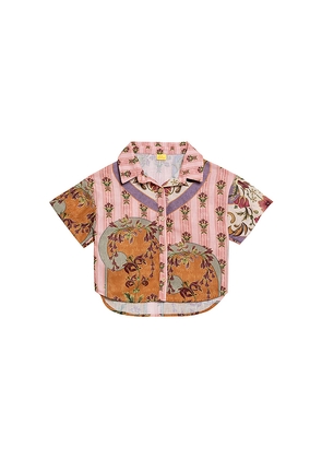 Agua Bendita Clarabelle Aura Shirt in Pink,Brown. Size 2. Also in 4, 6.
