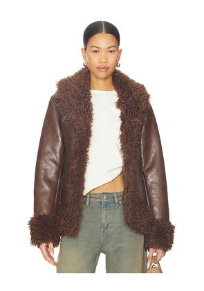 BLANKNYC Leather Coat in Brown. Size L. Also in M, S, XS.