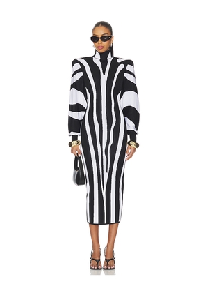 BALMAIN Zebra Batwing Dress in Black,White. Size 36/2. Also in 34/0, 38/4.