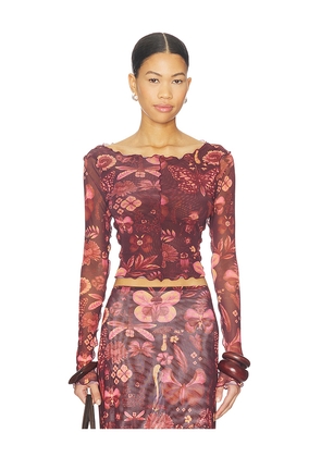 Agua Bendita Liana Crop Top in Red. Size L. Also in M, S, XS.