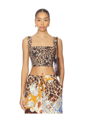 Agua Bendita Kosia Crop Top in Tan. Size L. Also in M, S.
