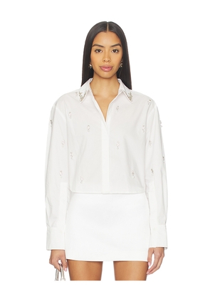SIMKHAI Renata Embellished Button Down Shirt in White. Size L. Also in M, S, XS.