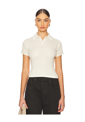 Guest In Residence Shrunken Cashmere Polo Top in Cream. Size M. Also in S, XS.