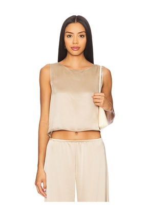 LESET Barb Crop Sleeveless Crew Top in Beige. Size L. Also in M, XS.