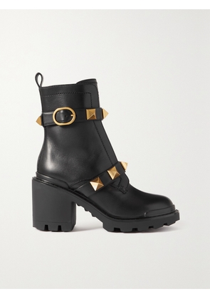 Valentino Garavani - Roman Stud Leather Ankle Boots - Black - IT35,IT36,IT36.5,IT37,IT37.5,IT38,IT38.5,IT39,IT39.5,IT40,IT40.5,IT41,IT41.5
