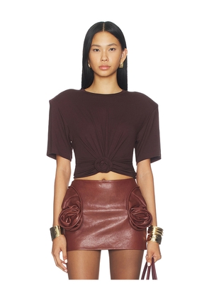 Magda Butrym Knot Front T-Shirt in Brown. Size 36. Also in 38, 40.
