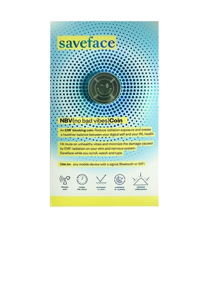 SAVEFACE NBV(no bad vibes) Coin Anti-Radiation Blocking Decal in Blue.