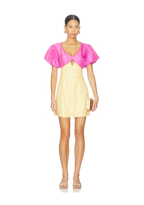 LA FUORI Lime Candy Mini Dress in Yellow. Size L. Also in M, S, XL, XS.