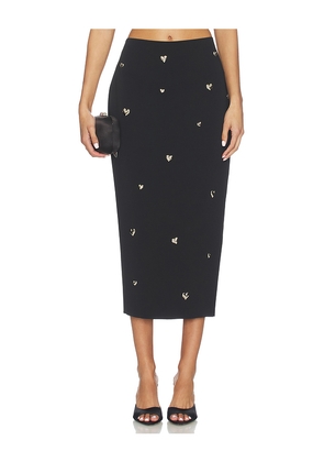 MILLY Heart Applique Maxi Skirt in Black. Size 0. Also in 10, 2, 4, 6, 8.