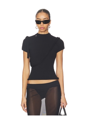 Ottolinger Deconstructed Knit Tee in Black. Size L. Also in M, S, XS.