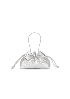 Mansur Gavriel Drawstring Pouchette in Metallic Silver.