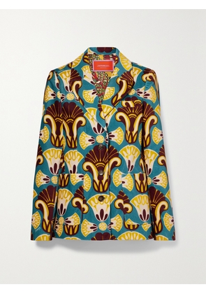 La DoubleJ - 24/7 Printed Cotton-velvet Blazer - Green - x small,small,medium,large,x large