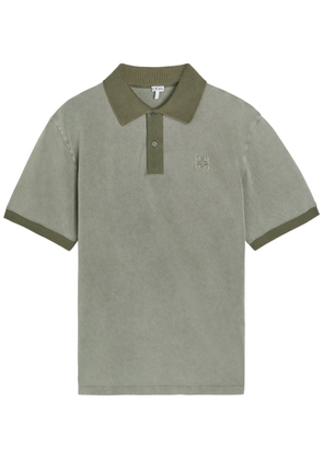 Loewe Anagram-embroidered Piqué Cotton Polo Shirt - Khaki - L