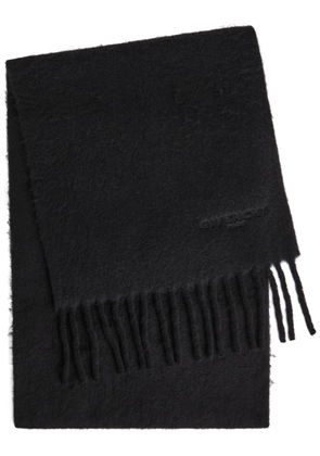Givenchy Logo-embroidered Fringed Alpaca-blend Scarf - Black - One Size