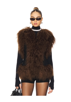 Susanna Chow Dorothy Shearling Suede Vest in Brown. Size L. Also in M, S.