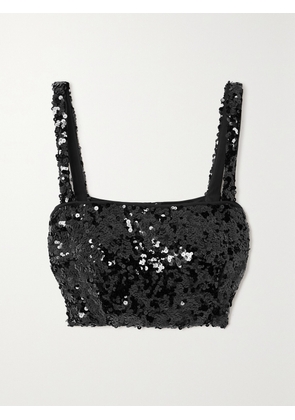 Dolce & Gabbana - Cropped Sequined Stretch-tulle Bustier Top - Black - IT36,IT38,IT40,IT42,IT44,IT46,IT48