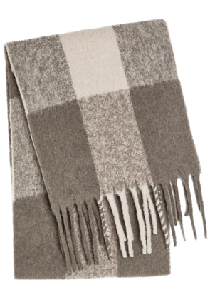 Eileen Fisher Boucle Cloud Checked Alpaca-blend Scarf - Brown - One Size