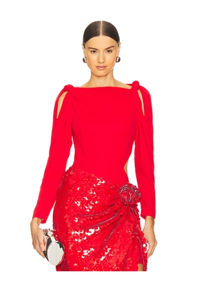 ROTATE Knotted Bodysuit in Red. Size 40. Also in 34.