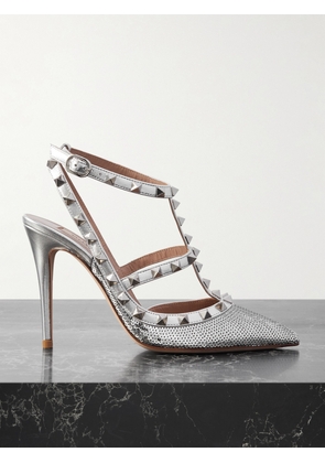Valentino Garavani - Rockstud 100 Sequined Metallic Leather Point-toe Pumps - Silver - IT36,IT36.5,IT37,IT37.5,IT38,IT38.5,IT39,IT39.5,IT40,IT40.5,IT41,IT41.5,IT42