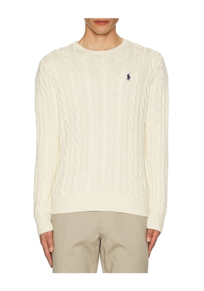Polo Ralph Lauren Cable Knit Crewneck Sweater in Cream. Size L. Also in M, S, XL/1X.