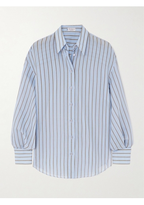 Brunello Cucinelli - Metallic Striped Cotton-blend Shirt - Blue - xx small,x small,small,medium,large,x large