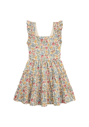 Polo Ralph Lauren Kids Short Sleeve Cotton Jersey Floral Printed Smocked Yoke Dress in Red,Green. Size 4. Also in 5.