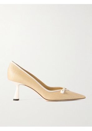 Jimmy Choo - Rosalia 65 Embellished Leather-trimmed Raffia Pumps - Neutrals - IT36,IT37,IT37.5,IT38,IT38.5,IT39,IT39.5,IT40,IT40.5,IT41,IT42