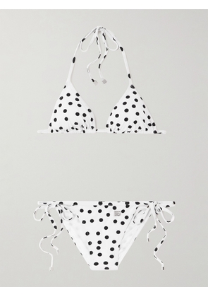 Dolce & Gabbana - Embellished Polka-dot Triangle Bikini - White - 1,2,3,4,5