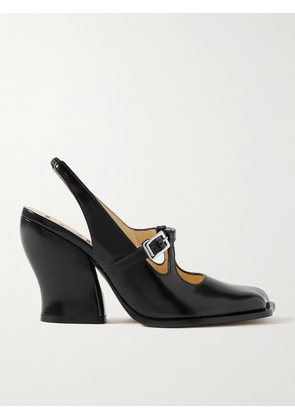 LOEWE - Onda Cutout Glossed-leather Slingback Pumps - Black - IT36,IT37,IT38,IT39,IT40,IT41