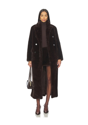 Susanna Chow Yvonne Faux Fur Coat in Chocolate. Size L. Also in M, S.